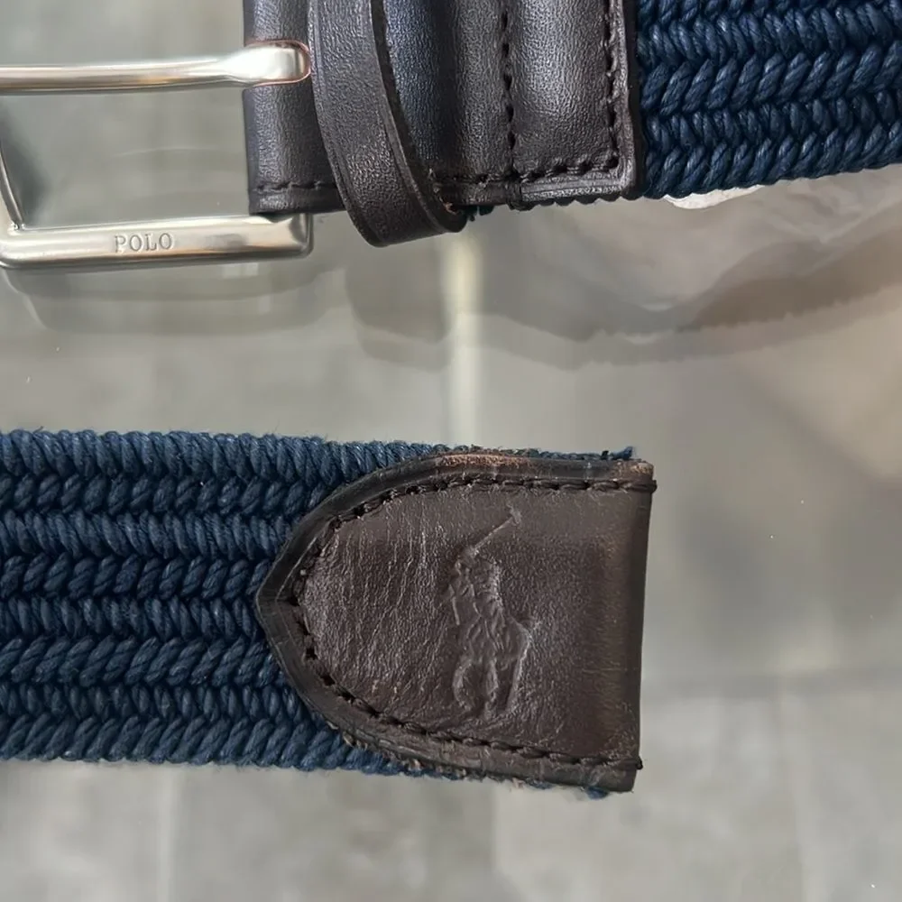 Polo Ralph Lauren 35MM Braided Stretch Buckle Belt in Navy, Size M Retail $89.50 - Picture 7 of 11